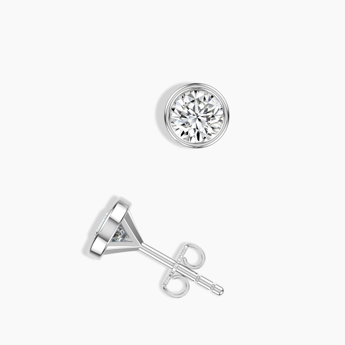 0.75 Ctw RD Diamond Bezel-Set Martini Stud with Medium Push Back