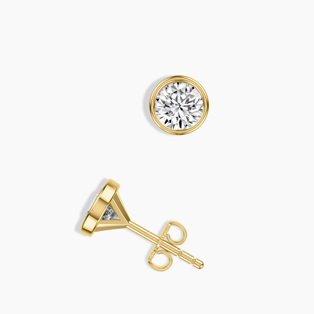 0.75 Ctw RD Diamond Bezel-Set Martini Stud with Medium Push Back