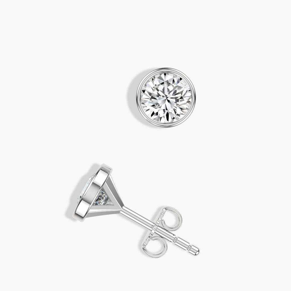 1.00 Ctw RD Diamond Bezel-Set Martini Stud with Medium Push Back
