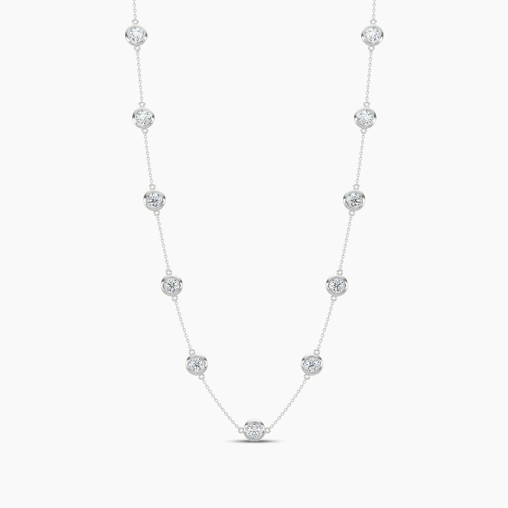 Classic 2.10 Ctw Diamond Station Necklace with 11 Stones