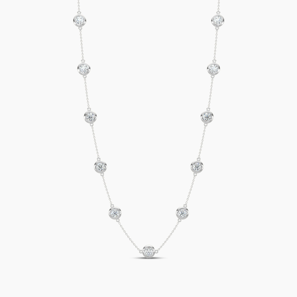 Classic 2.10 Ctw Diamond Station Necklace with 11 Stones
