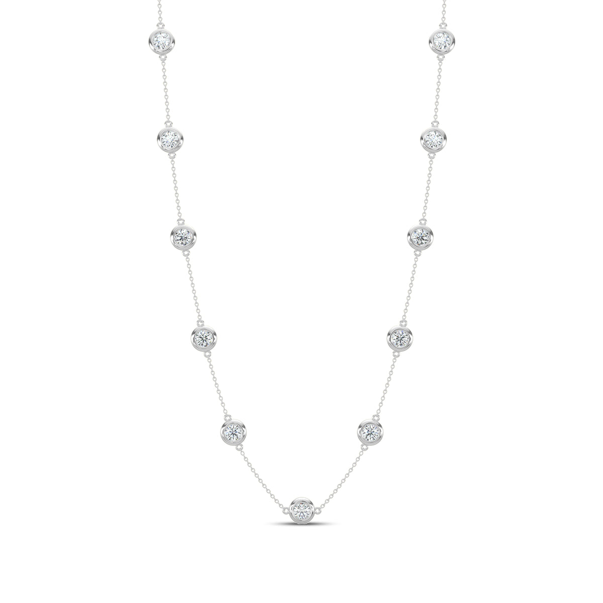 Classic 2.00 Ctw Diamond Station Necklace with 11 Stones