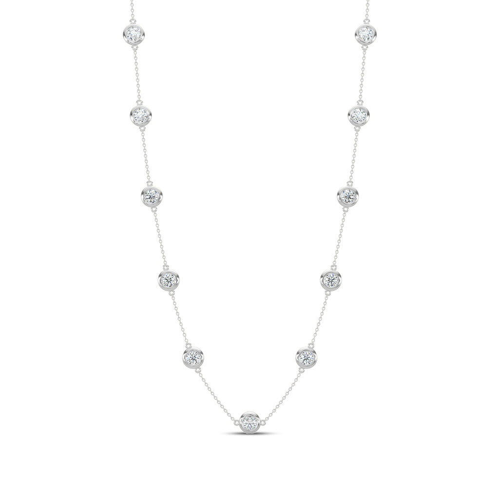Classic 2.10 Ctw Diamond Station Necklace with 11 Stones