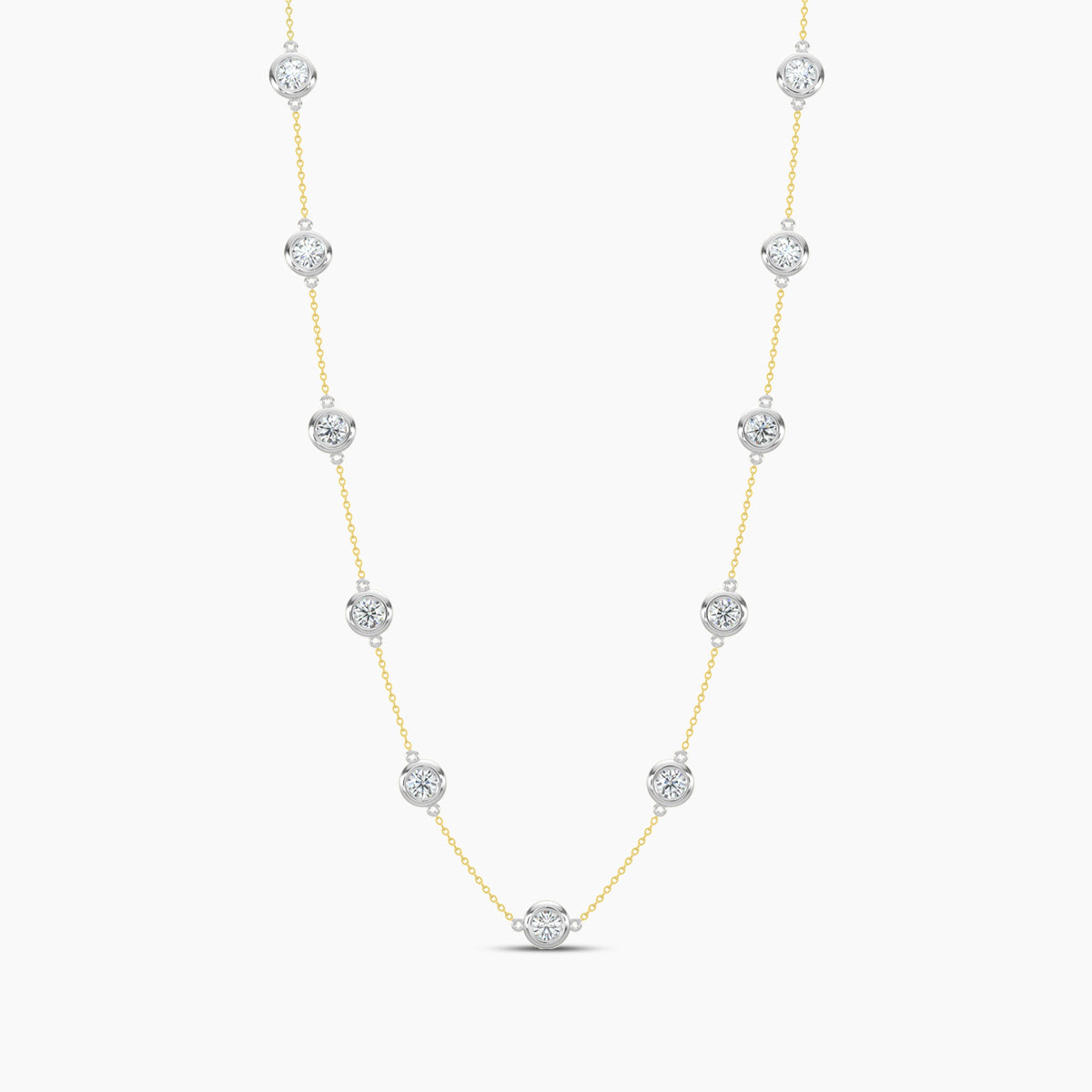 14KW Classic 2.00 Ctw Lab Grown Diamond Station Necklace with 11 Stones