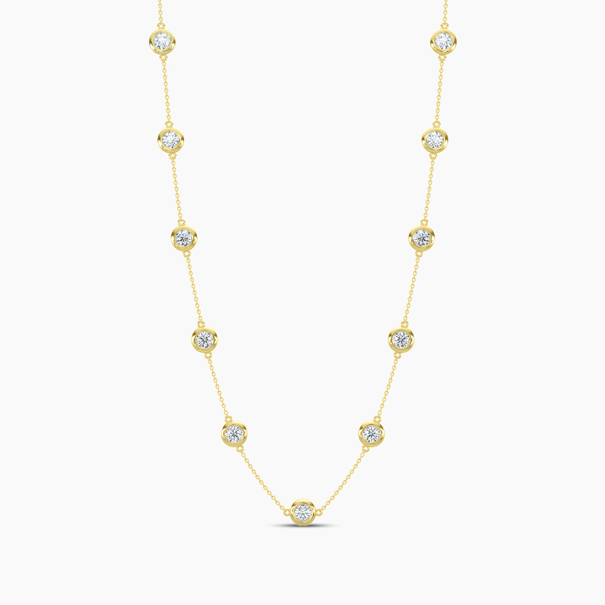 Classic 2.00 Ctw Diamond Station Necklace with 11 Stones