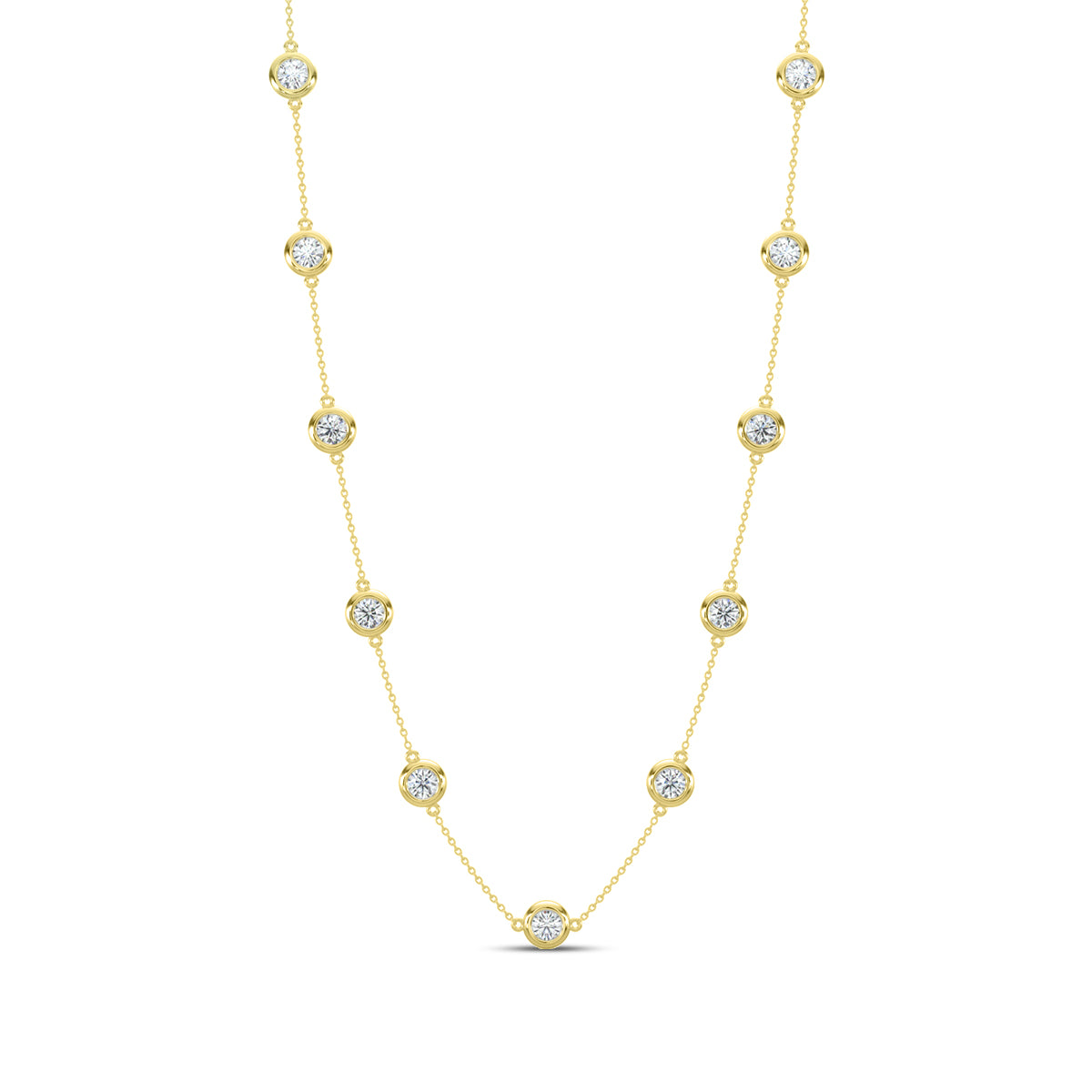 Classic 2.20 Ctw Diamond Station Necklace with 11 Stones