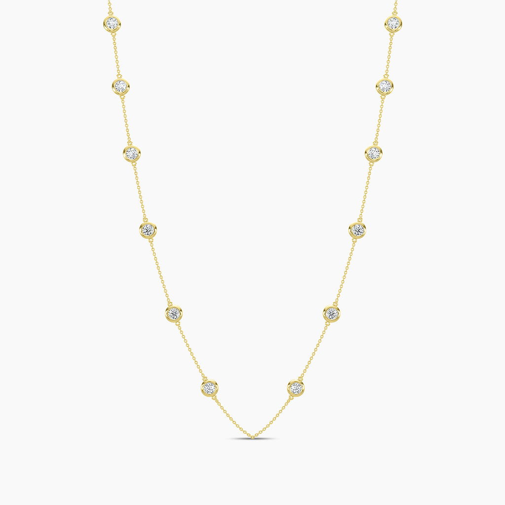 Classic 1.00 Ctw Diamond Station Necklace with 12 Stones