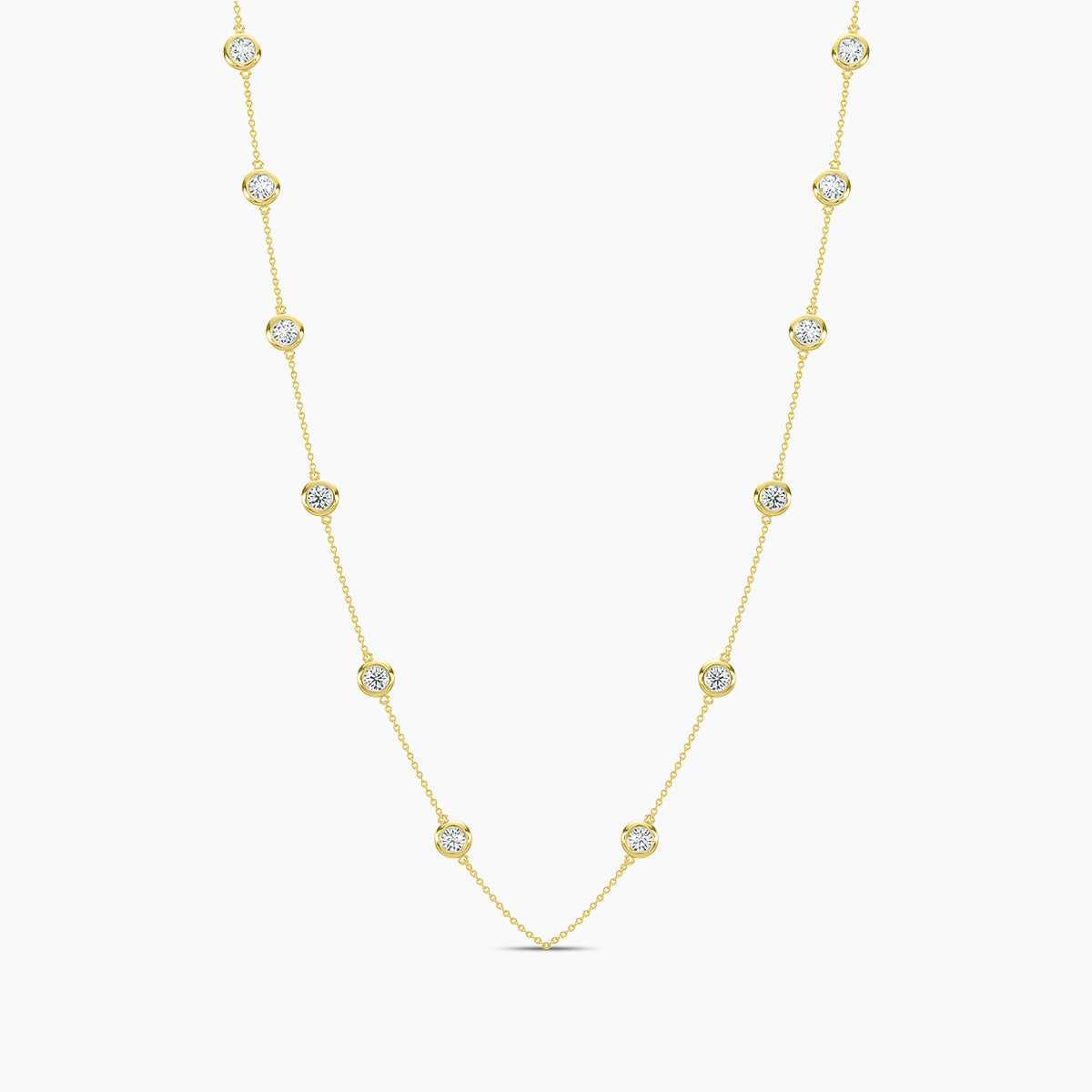Classic 1.00 Ctw Diamond Station Necklace with 12 Stones