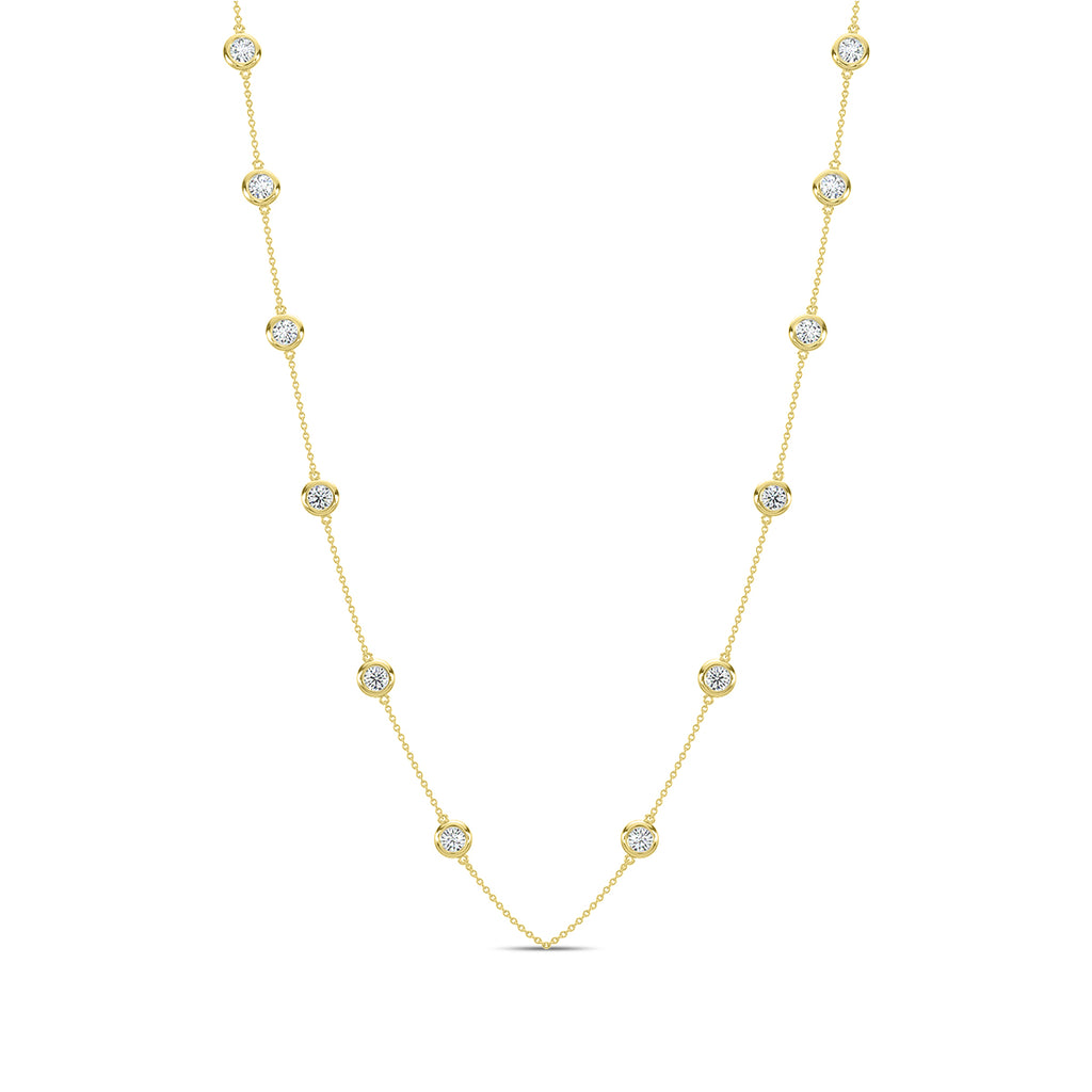 Classic 1.00 Ctw Diamond Station Necklace with 12 Stones