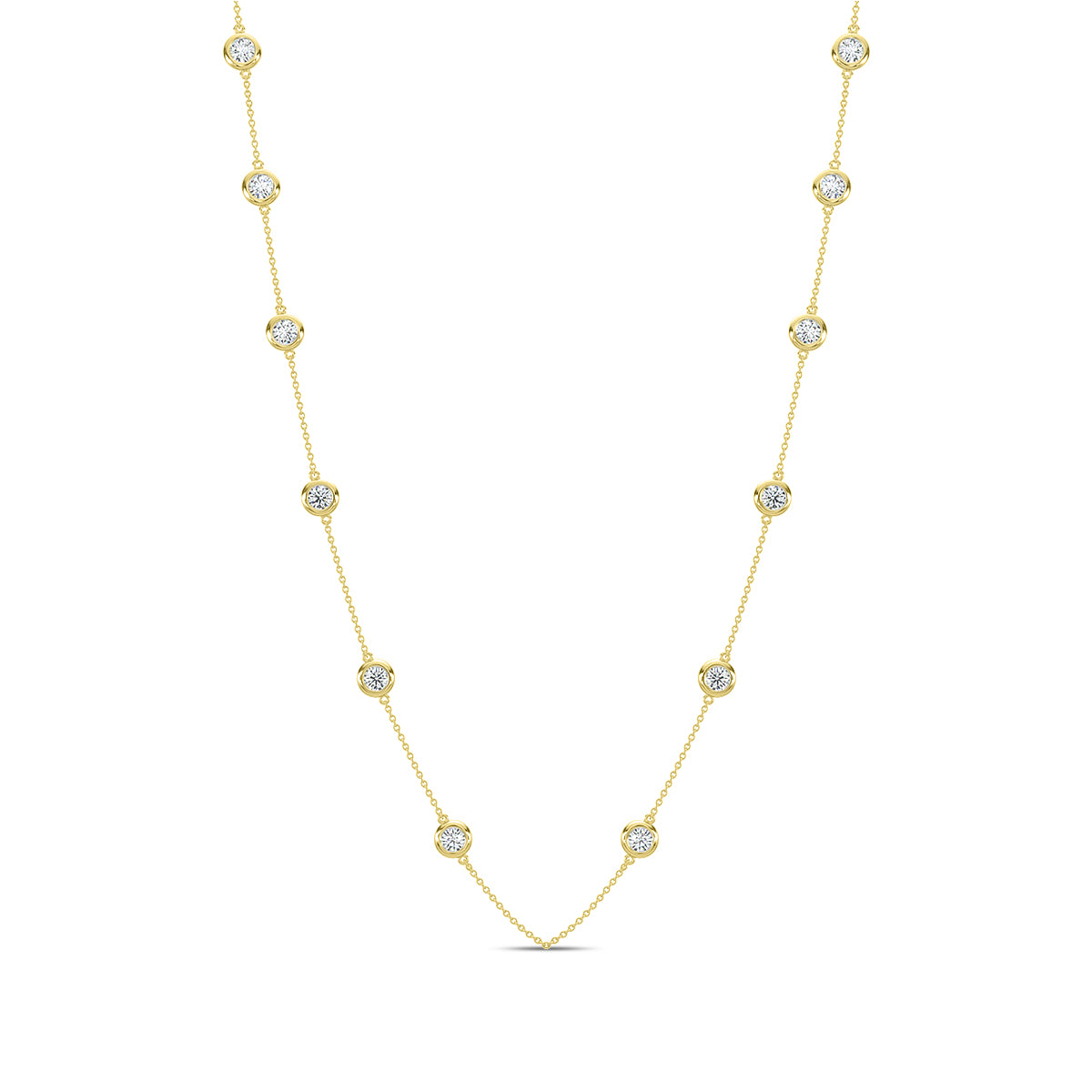 Classic 1.00 Ctw Diamond Station Necklace with 12 Stones