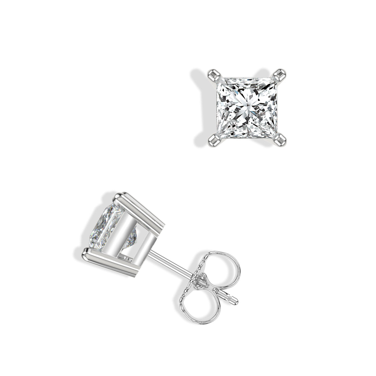 Lab Grown Diamond Classic 4 Prong 2.50 Ctw Studs with Medium Push Back
