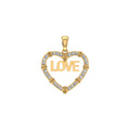 10K Yellow Gold Round Diamond Womens Love Heart Pendant 1/4 Cttw