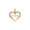 10K Yellow Gold Round Diamond Womens Mom Heart Pendant 1/8 Cttw