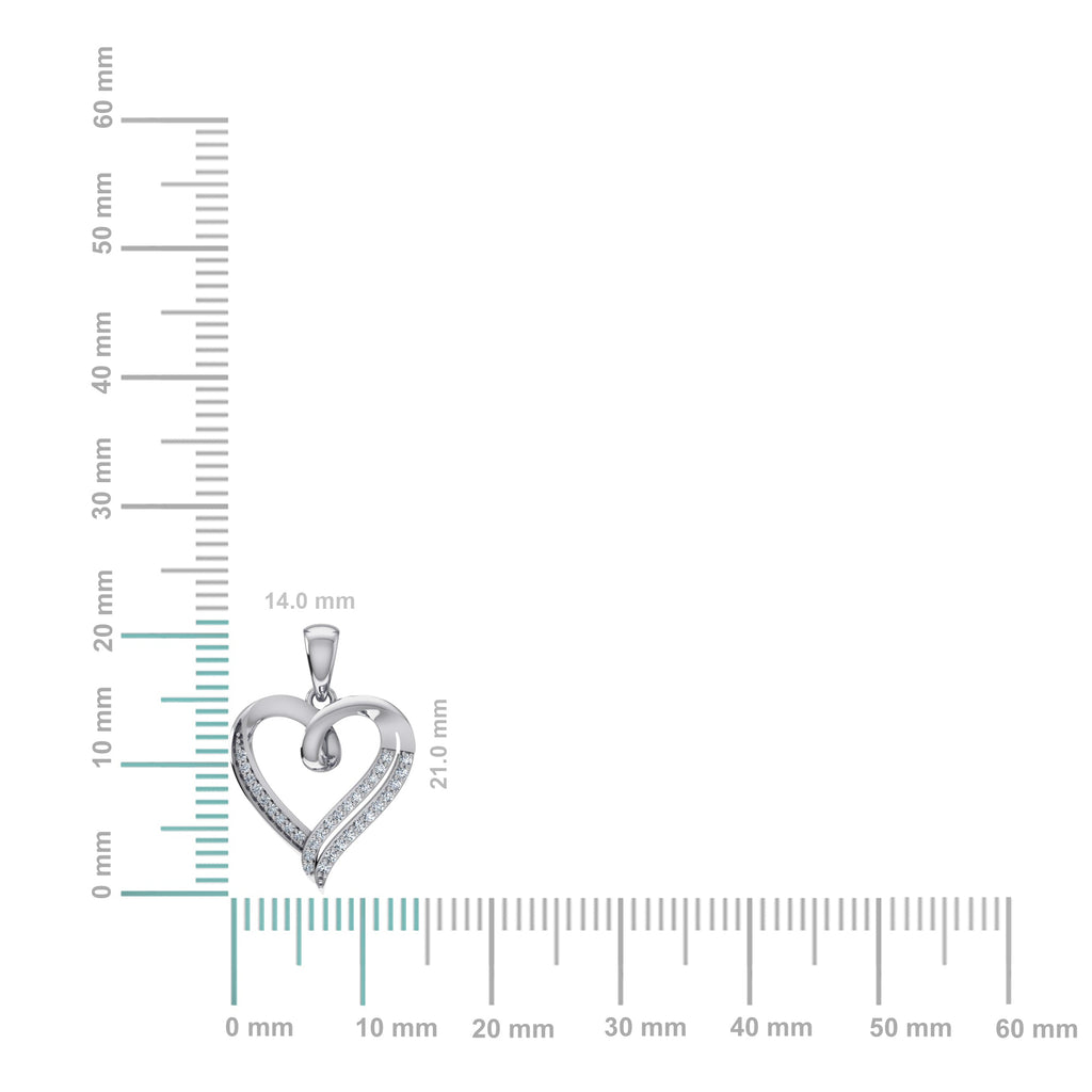 10K White Gold Round Diamond Womens Heart Pendant 1/10 Cttw