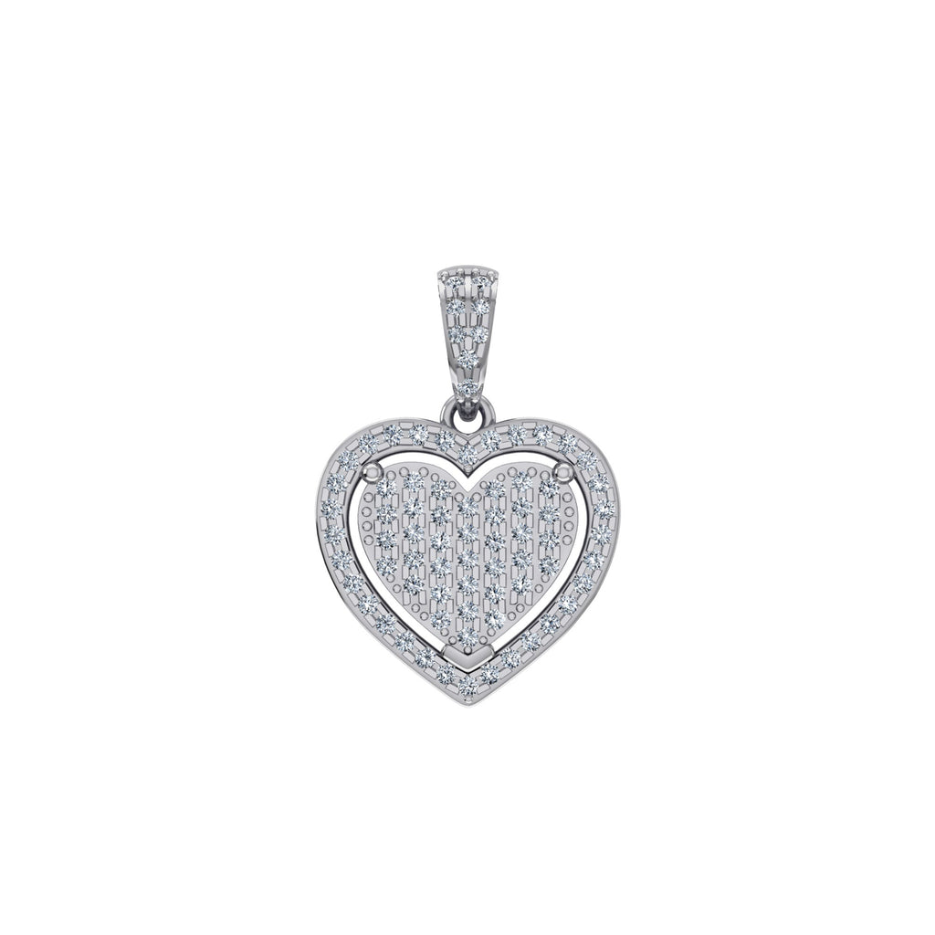 10K White Gold Round Diamond Womens Heart Pendant 1/4 Cttw