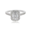 14K White Gold T.W. Emerald Diamond Pie Cut Ring Sz 7 2-1/4Cttw