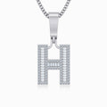 10K White Gold  Tw Baguette Initial H Pendant 3/8 Cttw crafted in 14K gold with natural diamonds