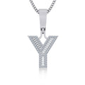 10K White Gold Baguette Initial Y Pendant 1/4  Cttw crafted in 18K gold with brilliant-cut diamonds