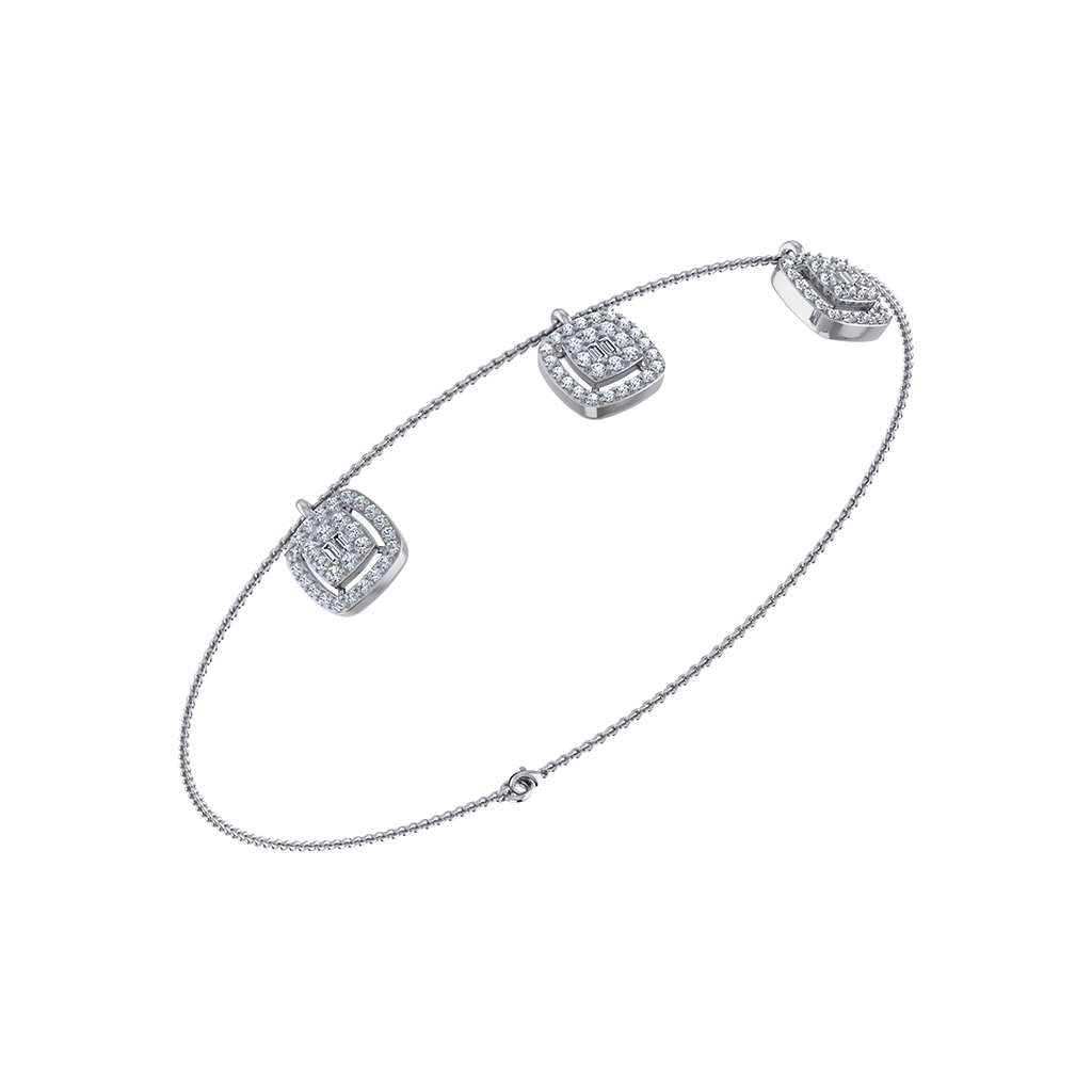 14K White Gold Square Bracelet 3/4 Cttw crafted in yellow gold with natural diamonds