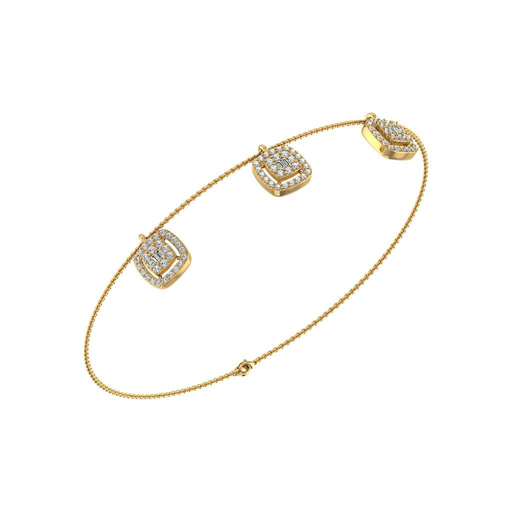 14K Yellow Gold Square Bracelet 3/4 Cttw crafted in 14K gold with natural diamonds