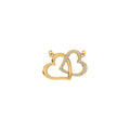 10K Yellow Gold Round Diamond Double Heart Pendant 1/20 Cttw