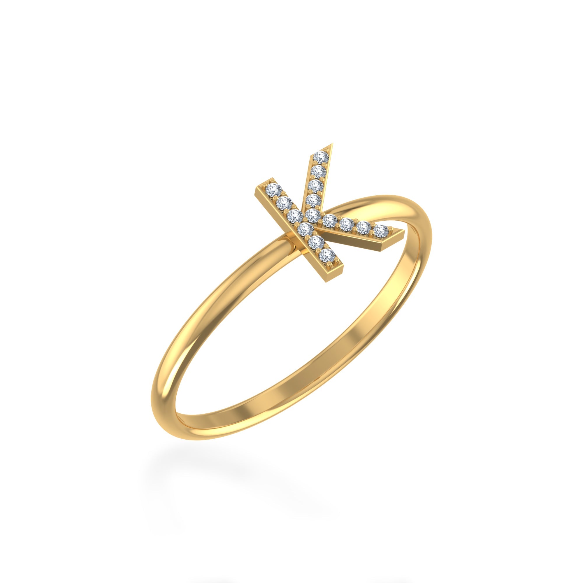 10K Yellow Gold Womens Round Diamond K Initial Letter Ring 1/25 Cttw crafted in rose gold with brilliant-cut diamonds