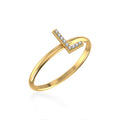 10K Yellow Gold Womens Round Diamond L Initial Letter Ring 1/25 Cttw crafted in 14K gold with natural diamonds