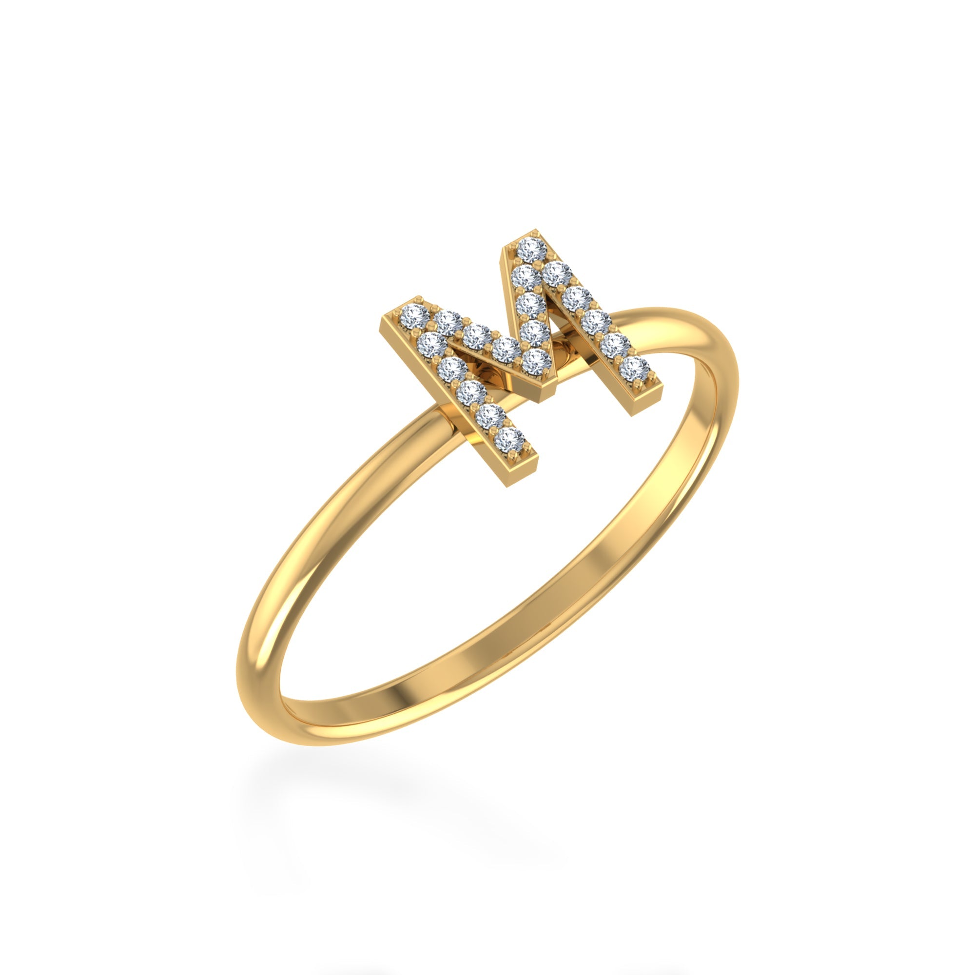 10K Yellow Gold Womens Round Diamond M Initial Letter Ring 1/10 Cttw crafted in rose gold with brilliant-cut diamonds