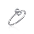 10K White Gold Womens Round Diamond S Initial Letter Ring 1/25 Cttw