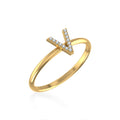 10K Yellow Gold Womens Round Diamond V Initial Letter Ring 1/25 Cttw crafted in rose gold with natural diamonds