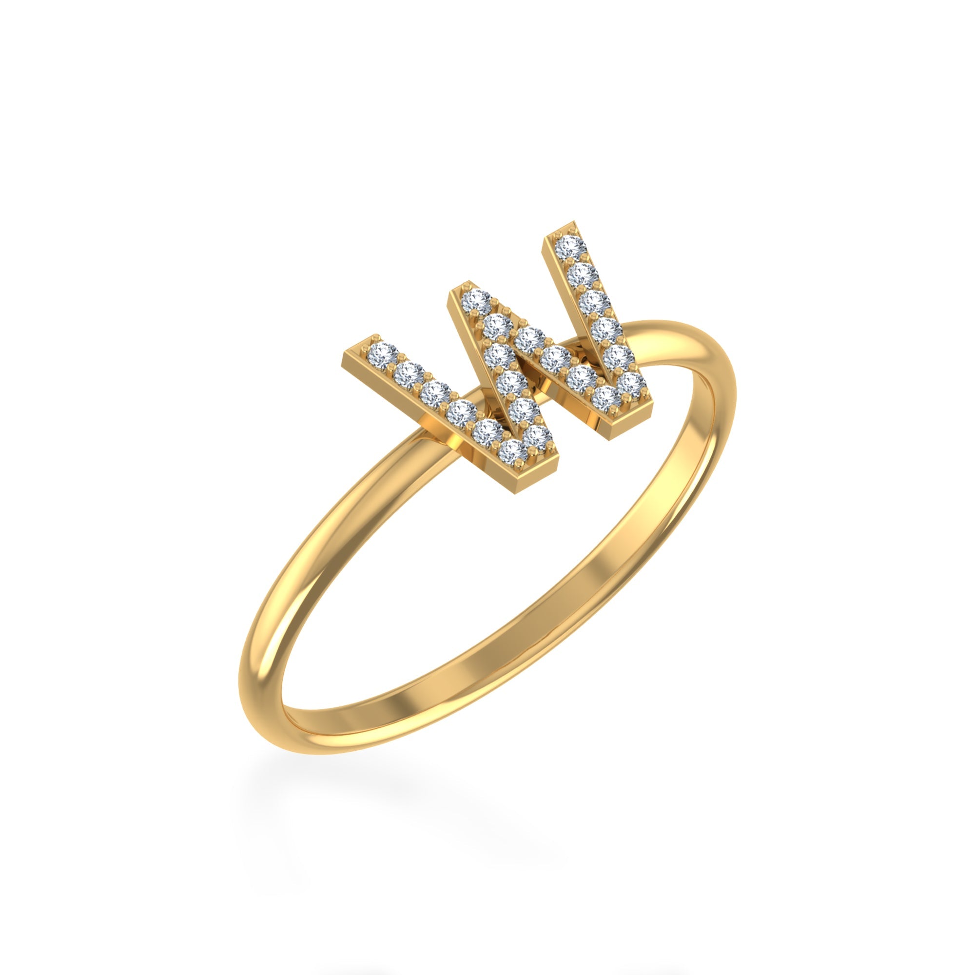 10K Yellow Gold Womens Round Diamond W Initial Letter Ring 1/10 Cttw crafted in white gold with brilliant-cut diamonds
