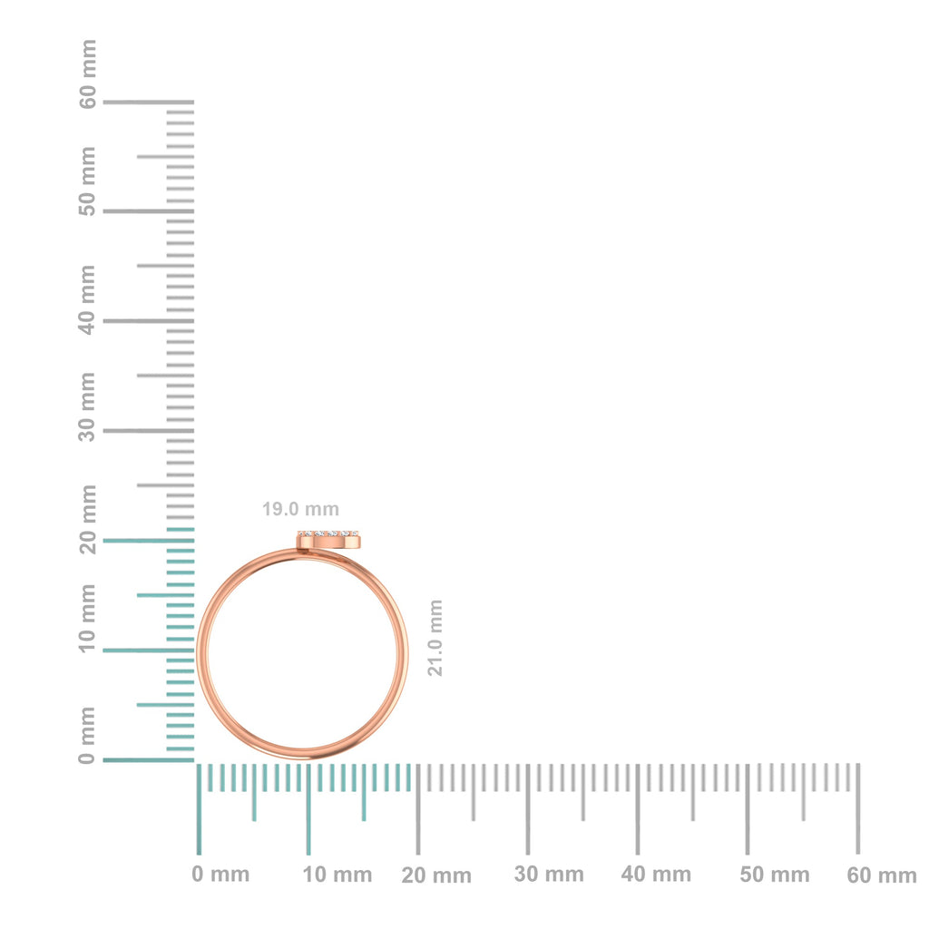 10K Rose Gold Womens Round Diamond C Initial Letter Ring 1/25 Cttw