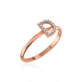 10K Rose Gold Womens Round Diamond D Initial Letter Ring 1/25 Cttw crafted in white gold with brilliant-cut diamonds