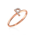 10K Rose Gold Womens Round Diamond P Initial Letter Ring 1/25 Cttw crafted in 18K gold with natural diamonds