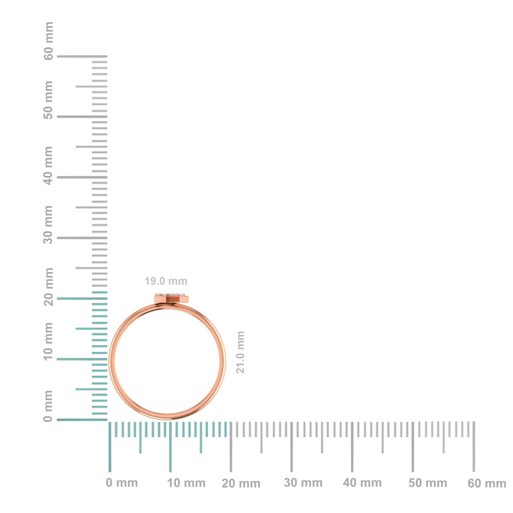 10K Rose Gold Womens Round Diamond R Initial Letter Ring 1/25 Cttw