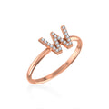 10K Rose Gold Womens Round Diamond W Initial Letter Ring 1/10 Cttw crafted in yellow gold with brilliant-cut diamonds