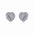 10K White Gold Womens Round Diamond Heart Cluster Earrings 1/2 Cttw
