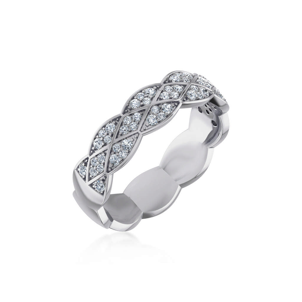 14K White Gold Round Diamond Prong Set Designer Couple Band 1/4 Cttw crafted in white gold with natural diamonds
