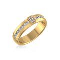 14K Yellow Gold Round Diamond Prong Set Designer Couple Band 3/8 Cttw crafted in 14K gold with round brilliant diamonds