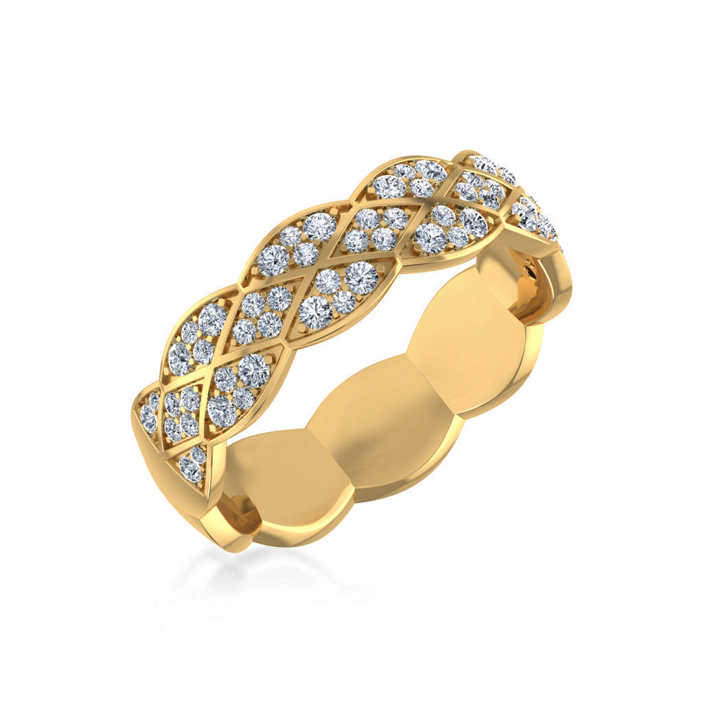 14K Yellow Gold Round Diamond Prong Set Designer Couple Band 5/8 Cttw crafted in 18K gold with natural diamonds