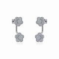 10K White Gold Womens Round Diamond Floral Cluster Top Open Earrings 3/8 Cttw