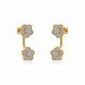 10K Yellow Gold Womens Round Diamond Floral Cluster Top Open Earrings 3/8 Cttw