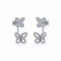 10K White Gold Womens Round Diamond Butterfly Cluster Top Open Earring 1/4 Cttw