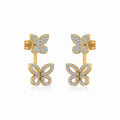 10K Yellow Gold Womens Round Diamond Butterfly Cluster Top Open EarRing 1/4 Cttw