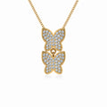 10K Yellow Gold Womens Round Diamond Butterfly Cluster Top Open Pendant 1/4 Cttw