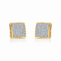 10K Yellow Gold Mens Princess Diamond Square Stud Earrings 1 Cttw