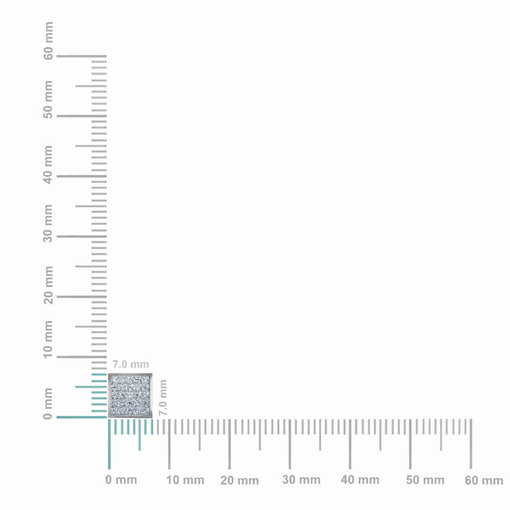 10K White Gold Mens Princess Diamond Square Stud Earrings 3/4 Cttw