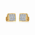 10K Yellow Gold Princess Cut Diamond Square Mens Stud Earrings 1/4 Cttw crafted in white gold with round brilliant diamonds