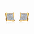 10K Yellow Gold Mens Princess Diamond Square Stud Earrings 1 Cttw