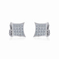 10K White Gold Mens Princess Diamond Square Stud Earrings 1/2 Cttw